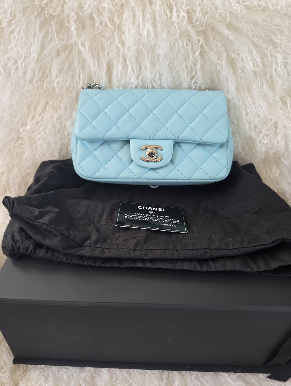 Chanel Quilted Silver Chain Bag
